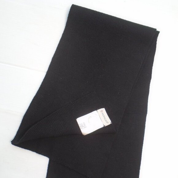 Moncler Sciarpa Neckwarmer Virgin Wool Scarf Black 72" x 9" Unisex - Picture 5 of 6